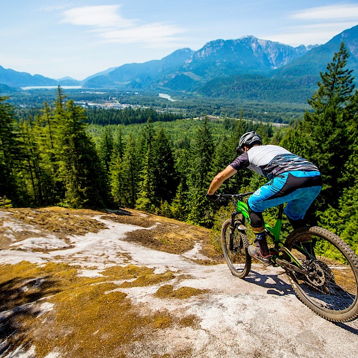 Rider mountain biking near Alice Lake Provincial Park