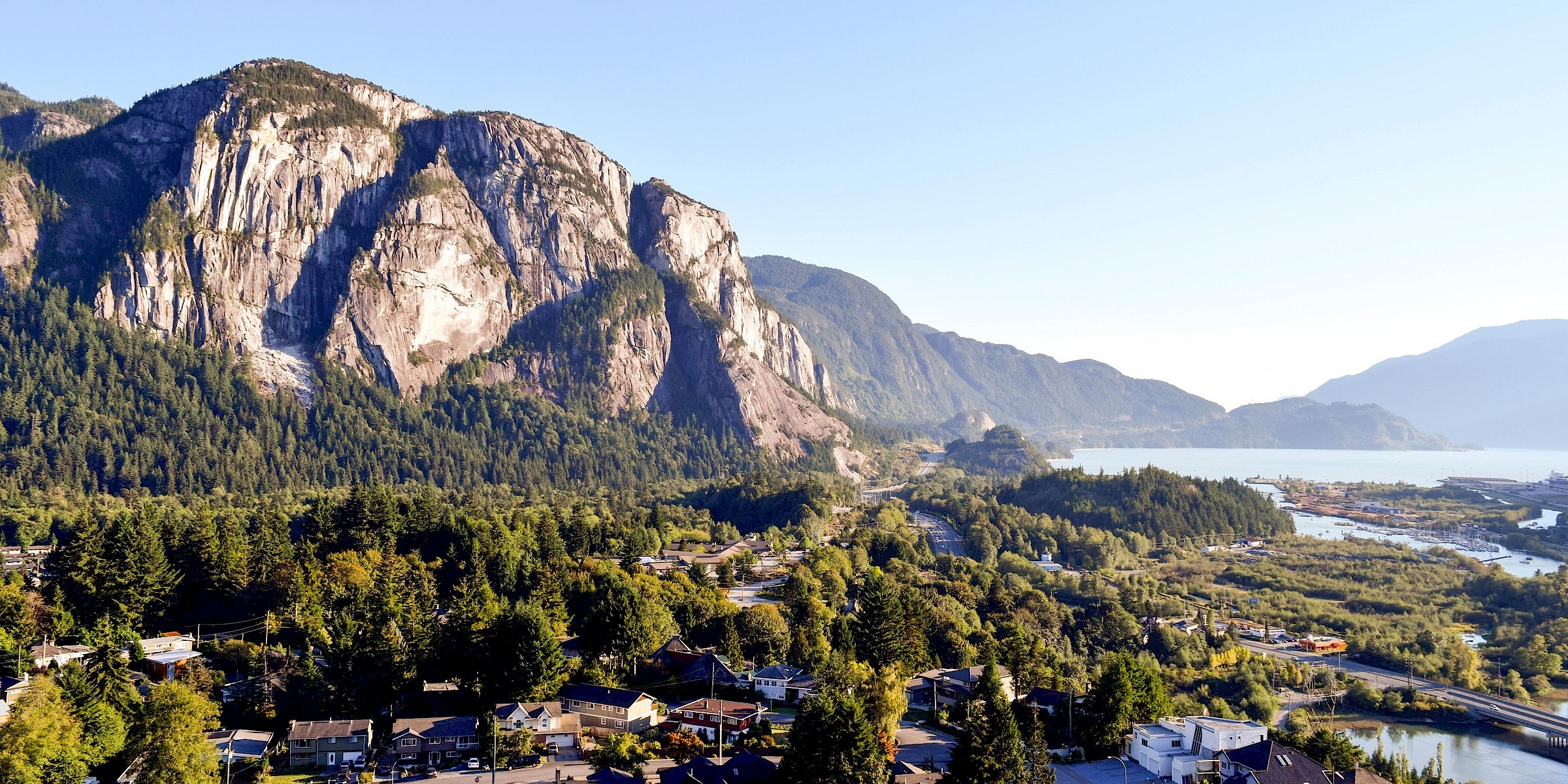 Stawamus Chief overlooking the town of Squamish