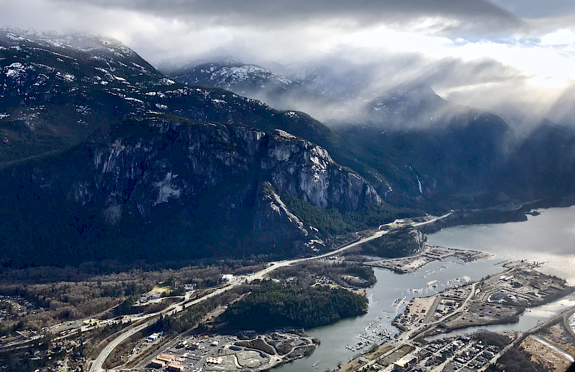 Aerial from flight over Squamish