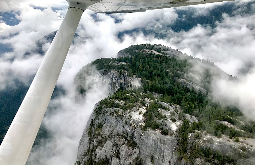 View from flight over the Stawamus Chief in Squamish