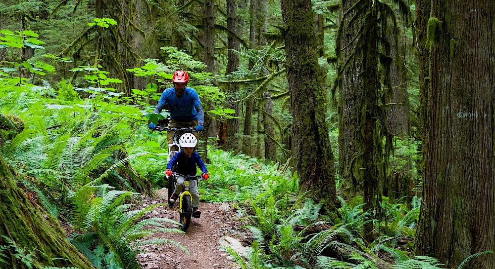 Father and son biking Squamish's trails