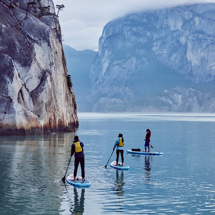 Group paddle boarding on Howe Sound