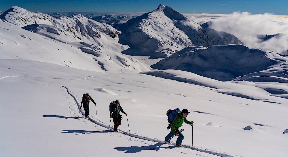 Group ski touring in the Squamish backcountry