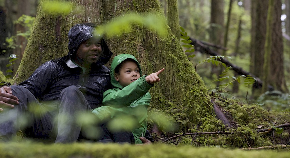 Father and son enjoying the Squamish rain forest