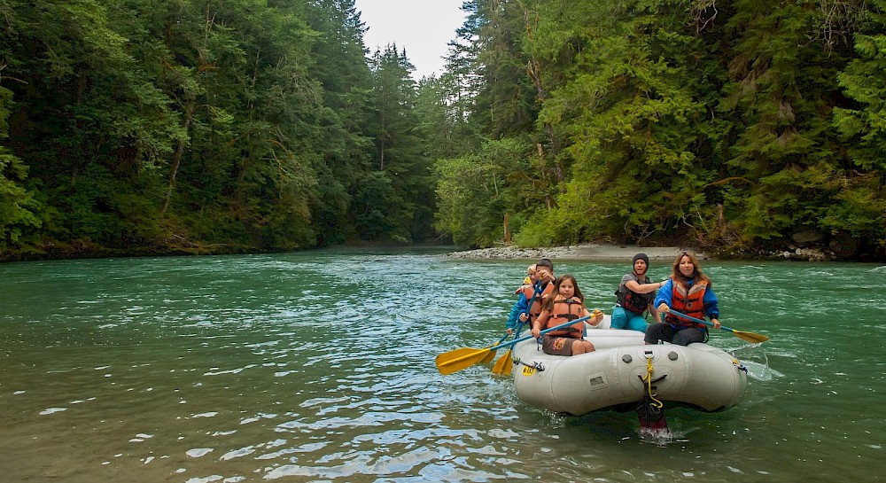 Family river rafting in Squamish