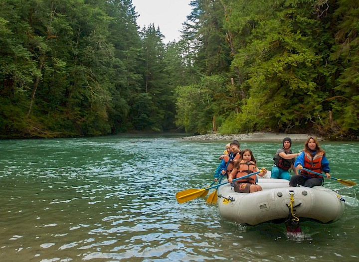 Family river rafting in Squamish