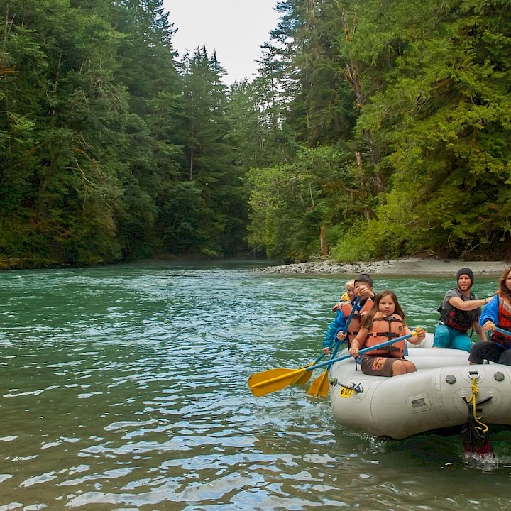 Family river rafting in Squamish