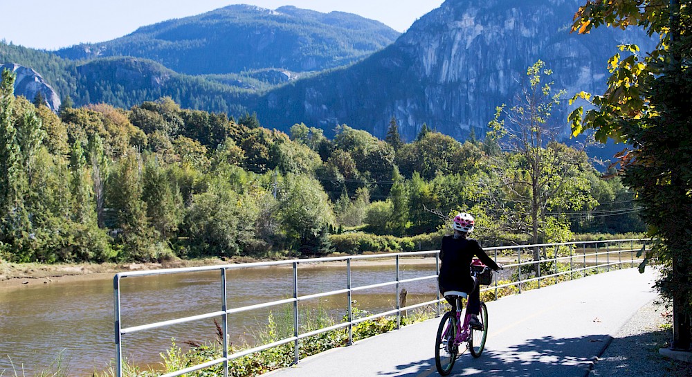 Person biking The Corridor Trail in Squamish