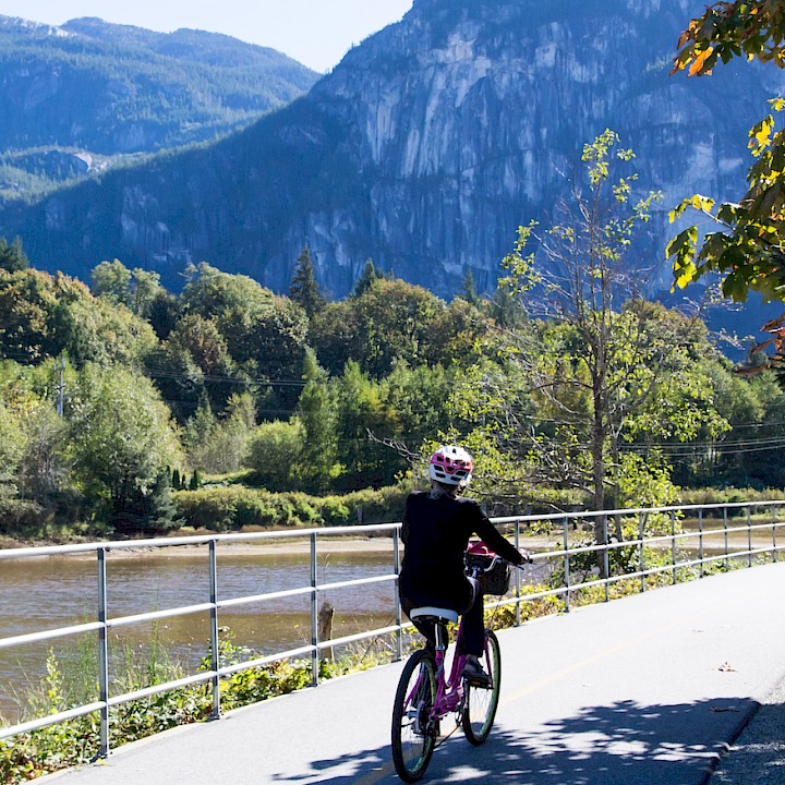 Person biking The Corridor Trail in Squamish
