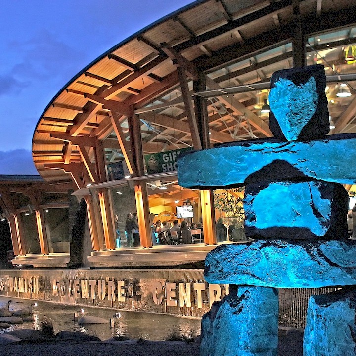 Squamish Adventure Centre at night