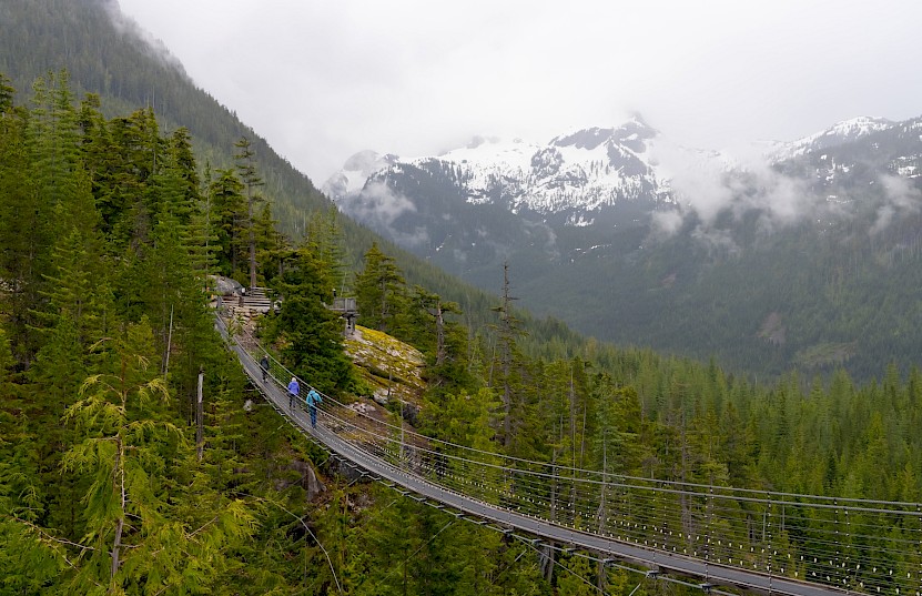 Hikers on the Sea to Sky suspension bridge