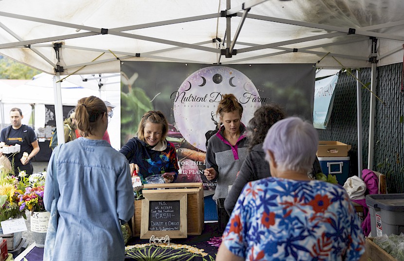 Vendors selling products at the Squamish farmers market