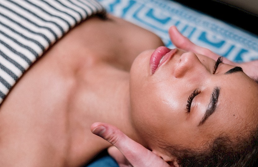 Woman getting a neck massage