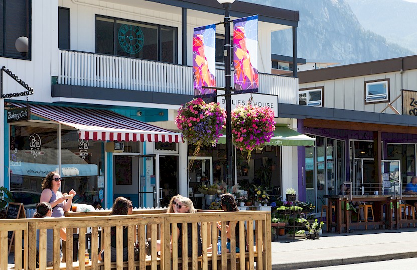 Downtown shops on a sunny day in Squamish