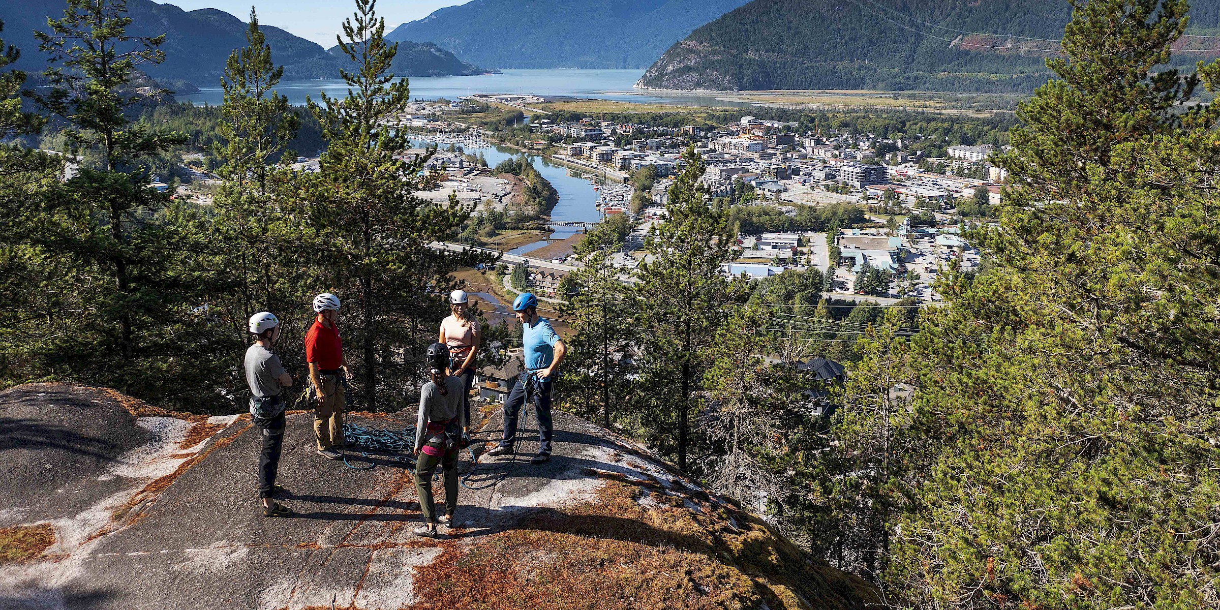 Aerial view of Squamish and Howe Sound at Dusk