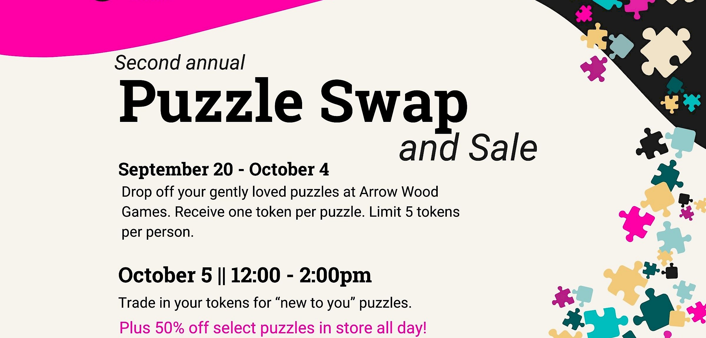 Second Annual Puzzle Swap & Sale at Arrow Wood Games