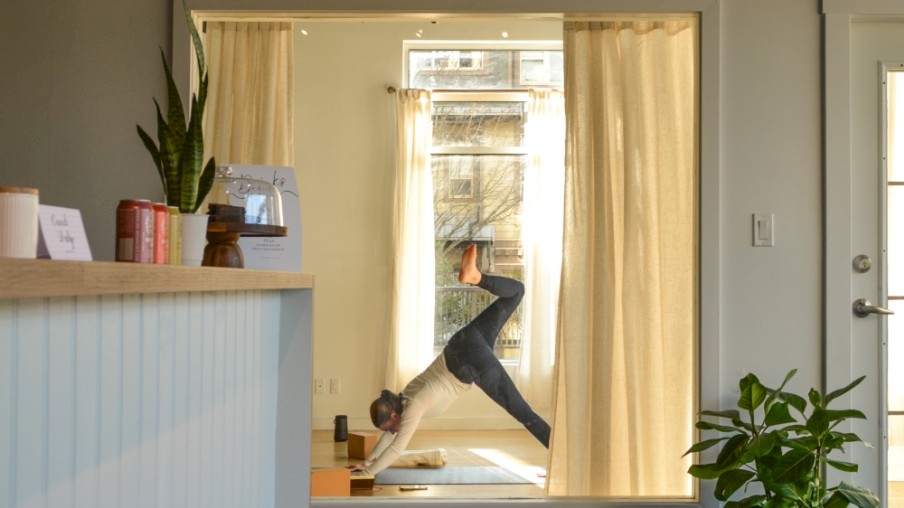 Woman in yoga position