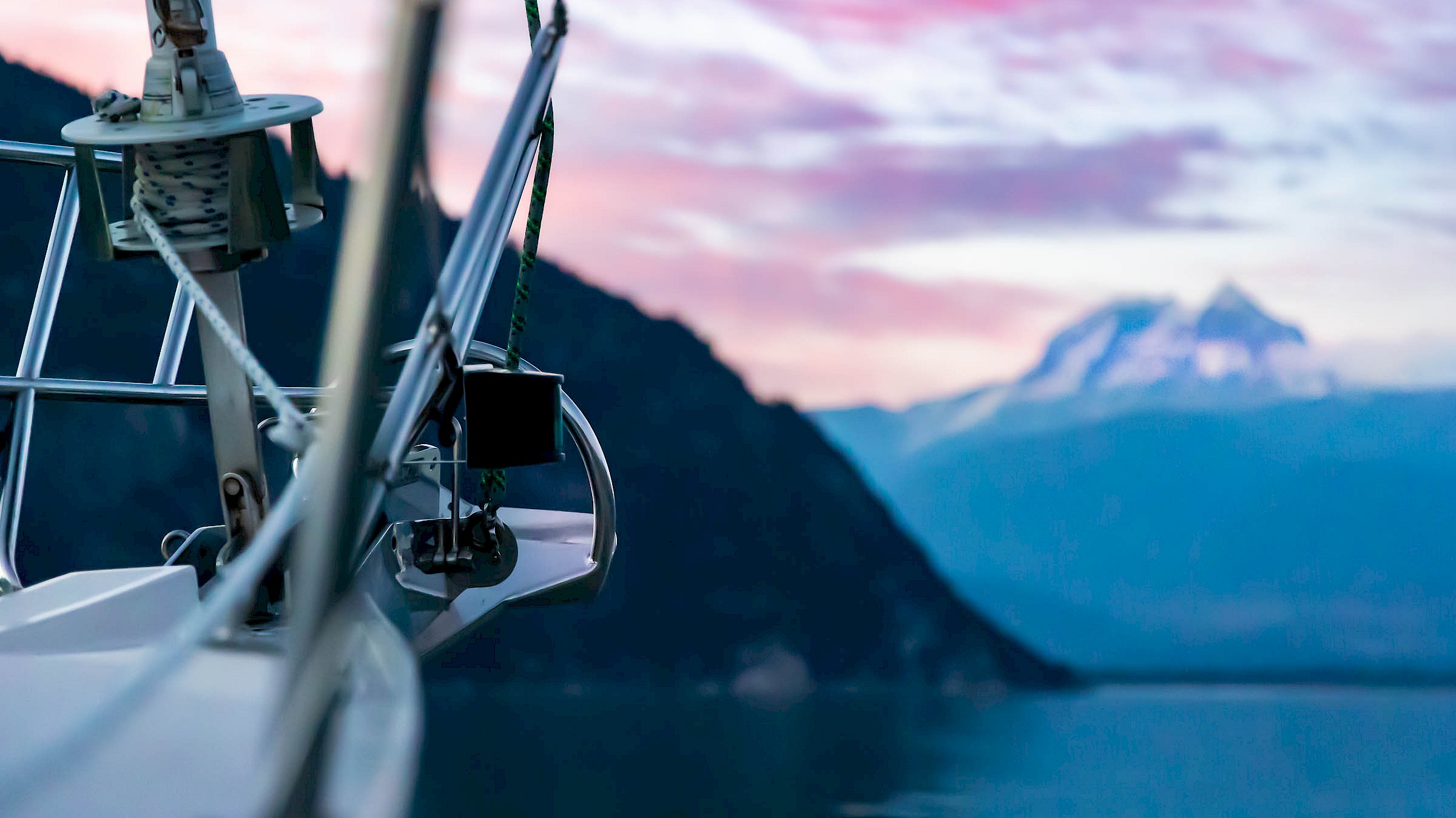 Sunset shot over the Howe Sound form a sailboat