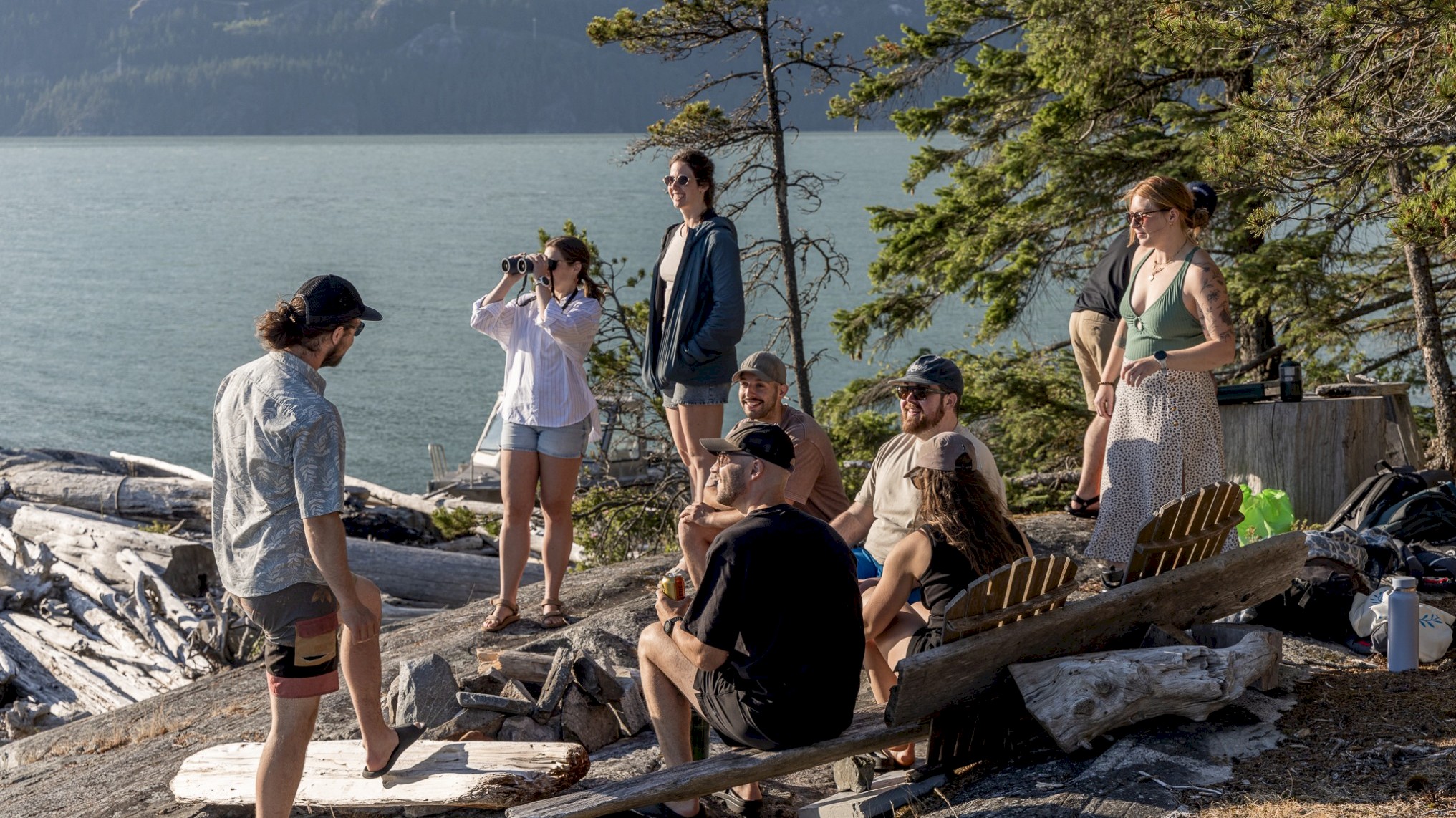 Group of friends in a remote area