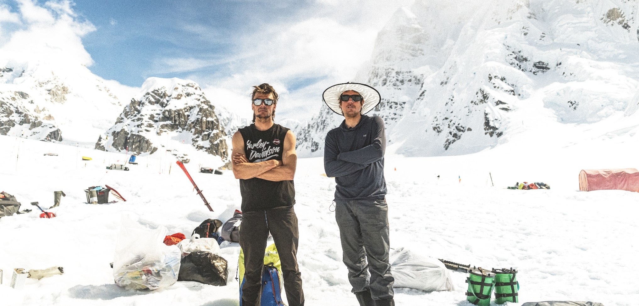 Michael Gardner and Sam Hennessey in the snowy alpine